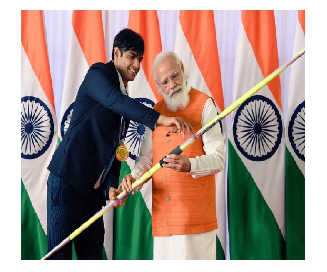 Neeraj Chopra's javelin receives highest bid of Rs 1.5 cr in e-auction of PM Modi's mementos